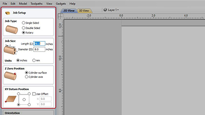 Zadanie obrotowe i ustawienia materiału